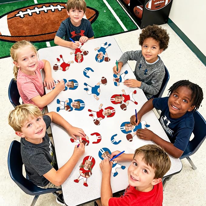 60Pcs Football Player Paper Cutouts Sport Bulletin Board Decoration Football Players DIY Photo Craft Cutout Sports Theme Classroom Supplies for Teacher Student Back to School Chalkboard Wall Decor