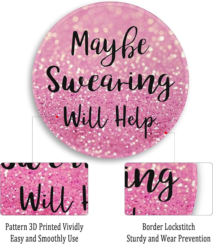 Gctriki Computer Mouse Pad, Funny Pink Round Mouse Pads for Desk Travel Work Laptop Gaming, Cute Pink Home Office Supplies Desk Accessories Decor Inspirational Graduation Gifts Office Gifts