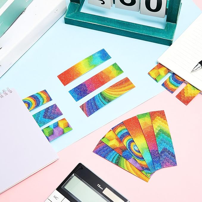 Gersoniel 72 Pcs Anxiety Sensory Stickers Calm Stickers Adhesive Textured Mental Health Strips Mindfulness Fidget Decals Stress Anxiety Relief Items for Desk Therapy Office Counselor(Rainbow)