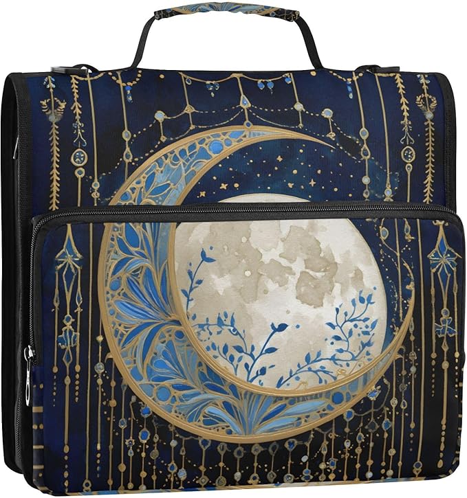 ALAZA Moon Witchy 3 Ring Zipper Binder 500 Sheets Expanding File Folder Bag Case Briefcase