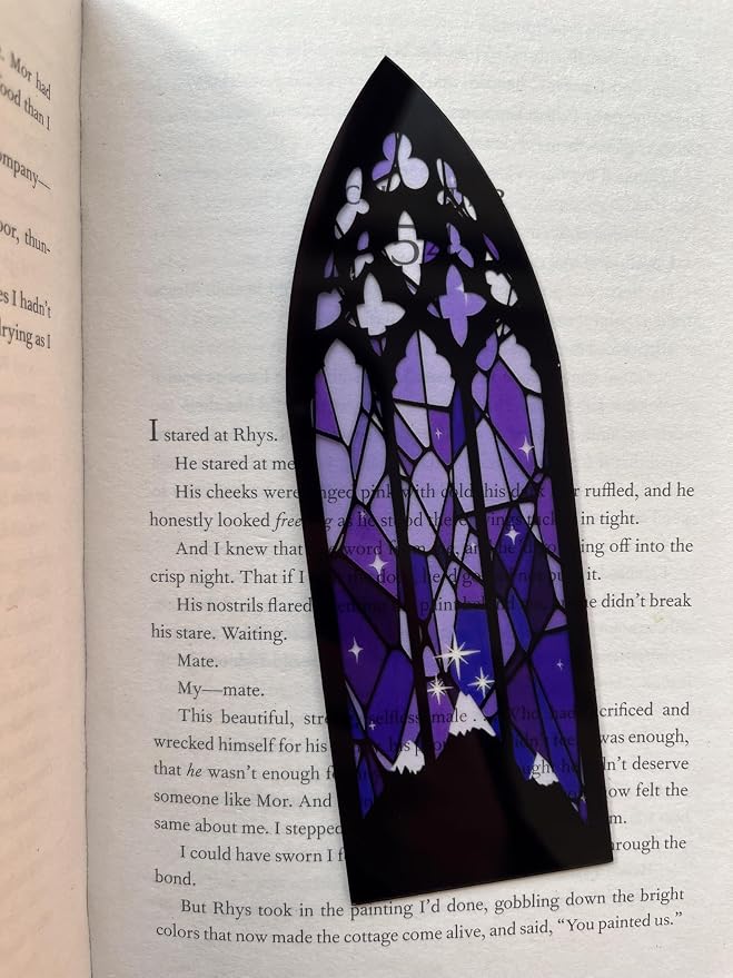VEILUNE Stained Glass Style Acrylic Bookmarks Set of 2 Fantasy Inspired Transparent Bookmarks Featuring Stag of the Spring Court and Twilight Court Designs