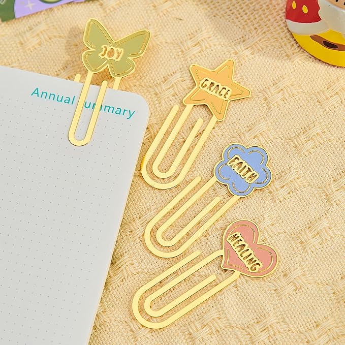 4PCS Metal Paperclip Bookmarks, Inspirational Christian Bookmarks, Cute Bookmark Clips for Books, Bible, Journals, Gifts for Women
