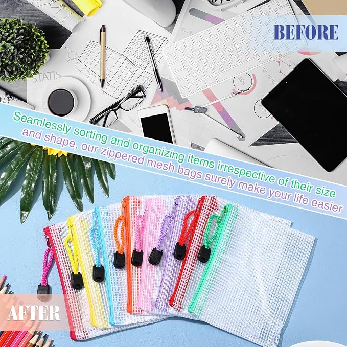 Jetec 32 Pcs Mesh Zipper Bags Toy Storage Bikini Organizer Bag Bolsas Para Guardar Trajes De Bano Waterproof Zipper Reusable Pouch Puzzle Multipurpose for Storage Office(Stylish Color,5.1 x 4.1 Inch)