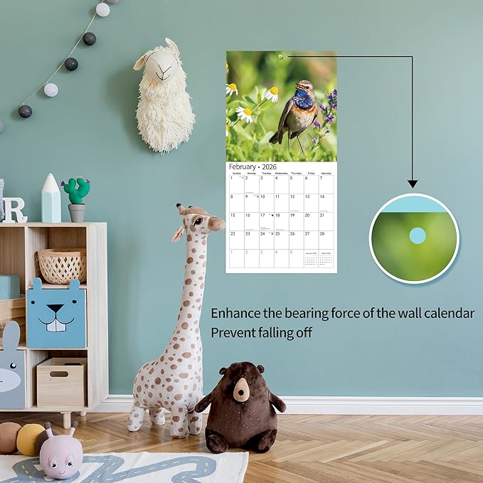 windrio 2026 Wall Calendar, Calendar 2026, November 2025 - December 2026, Wall Calendar Song Birds, 12" x 24" Opened,Full Page Months Thick & Sturdy Paper for Calendar Organizing & Planning