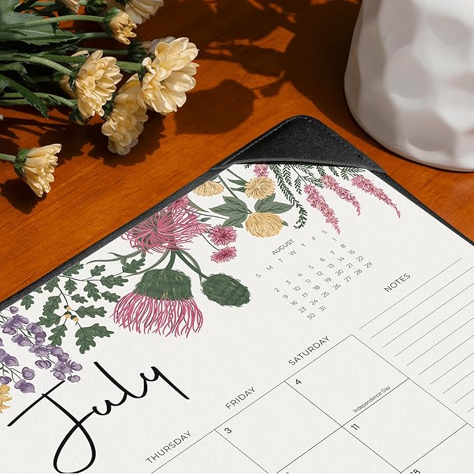 Cabbrix Desk Calendar 2026 with Desktop Mat, Desk Pad Calendar 15"x 12" from July 2026 to December 2027, Desk Calendar for Home Office and School, Easy Planning, Black