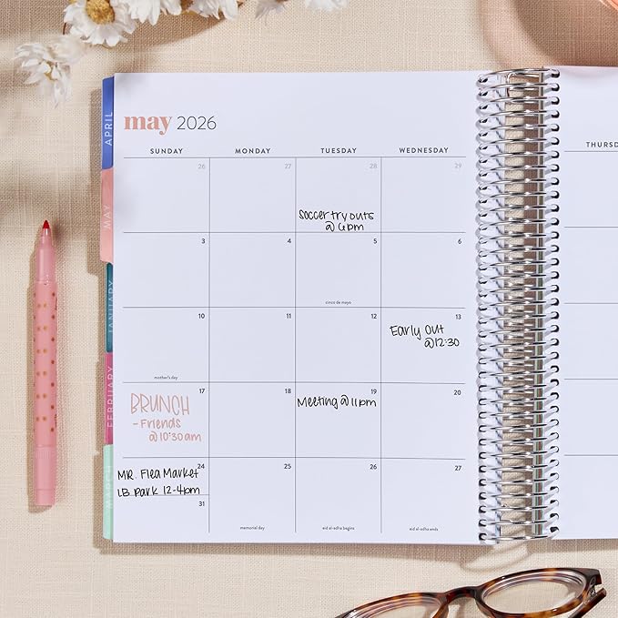 Erin Condren 12-Month Spiral Life Planner (Jul 2025 - Jun 2026), 7”x9” Weekly and Monthly Planner Calendar, 80 Lb. Text Weight Paper, Wildflowers Covers, Hexagon Theme, Vertical Layout, Platinum Coil