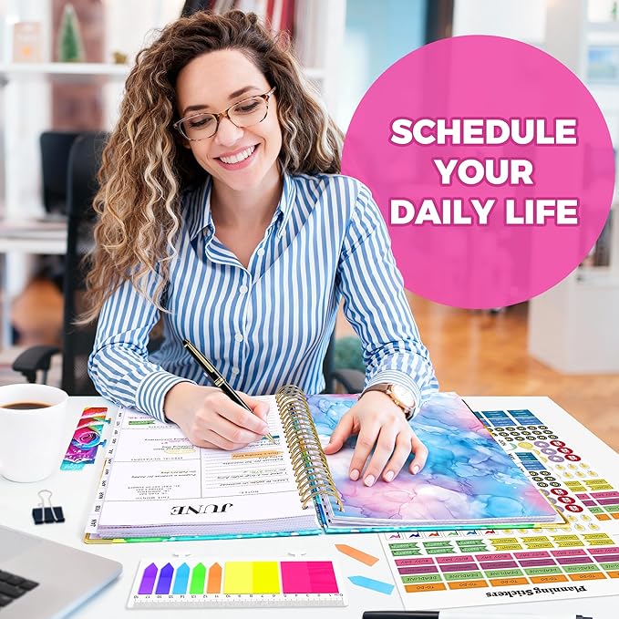 Planner 2026-2027, 18 Month Weekly and Monthly Planner, Jan. 2026 - Jun. 2027, 9" x 11.6" A4 Large Hardcover Calendar Planner with Page Tabs, Separator Page, Inner Pocket, Bookmark, Stickers, Sticky Note Set