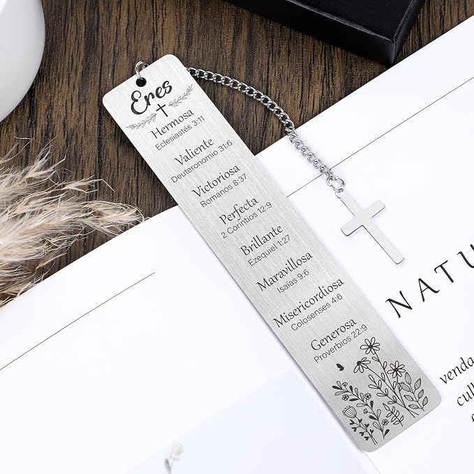 Spanish Christian Bookmarks Gifts - Inspirational Spanish Bible Verse Bookmark for Reading Women Religious Bible Accessories with Cross for Hispanic Friends Birthday Baptism Graduation Gift