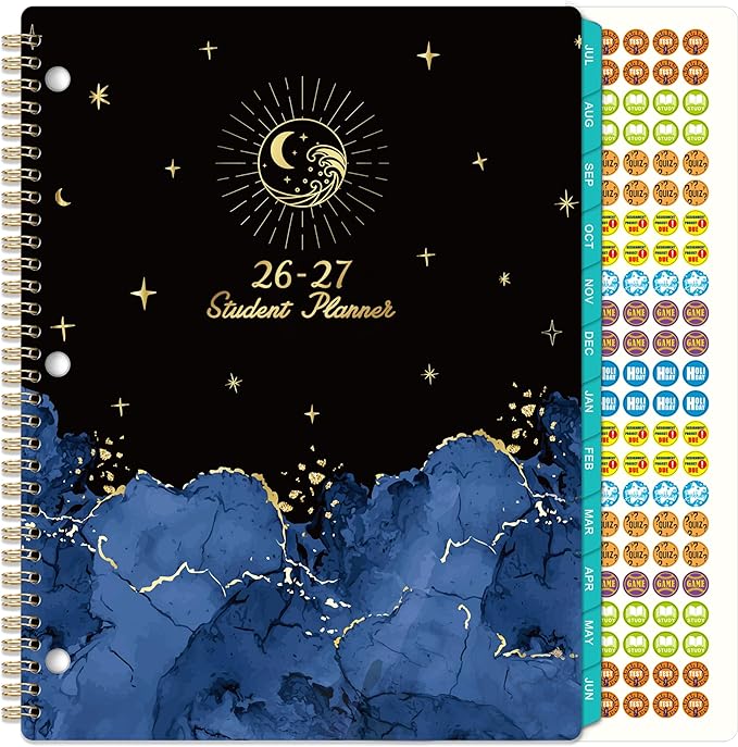Student Planner 2026-2027 - School Planner 2026-2027 from Jul 2026 - Jun 2027, 9’’ × 11’’, Academic Weekly Lesson Calendar with 12 Monthly Tabs, Twin-Wire Binding, Stickers, Perfect Organizer