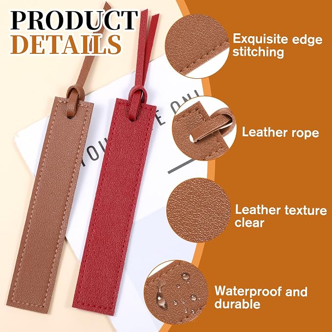 10 Pcs Classic Style Bookmarks with Leather Rope, Leathers Bookmarks with Tasse Page Markers Reading Gifts Classic Stitched Bookmark for Book Lovers, Readers, Book Marks for Men Women