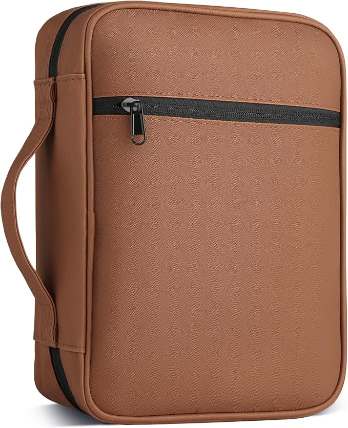 CDBXPRG Bible Cover, Bible Carrying Book Case for Women,Protective Church Organizer Holder Bag with Handle Pockets,Christian Gift for Girls Boy and Men ALL Brown