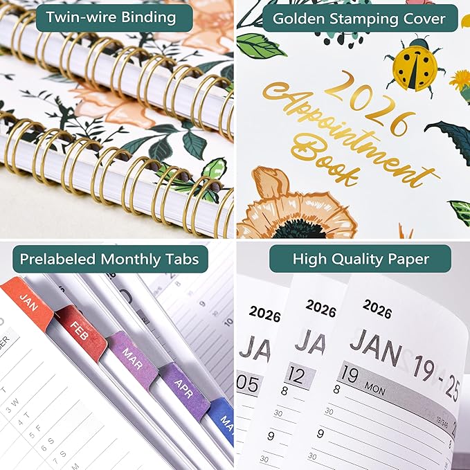 2026 Appointment Book/Planner - 2026 Daily Hourly Planner, Jan 2026 - Dec 2026, Weekly Appointment Book, 8.5" x 11", 30-Minute Interval, Lay-Flat, Tabs, Ample Space with Notes ＆ To-Do Lists