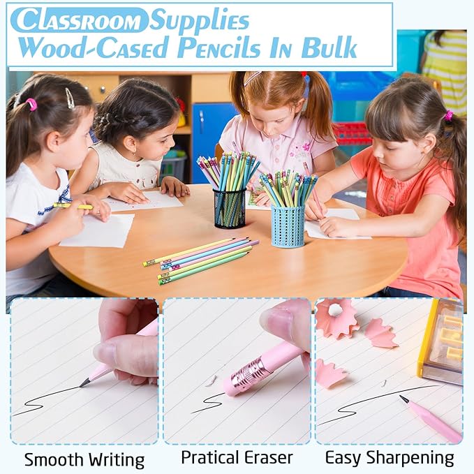 Cholemy 120 Pcs Welcome Back to School Gifts Colorful #2 HB Pencils Bulk with Top Eraser Unsharpened Decorative Pencils for Students First Day of Schools Classrooms Reward(Colorful,Pastel)
