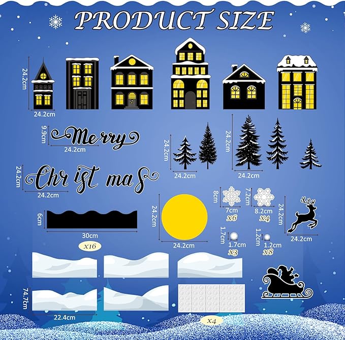 Christmas Bulletin Board Set Xmas Paper Cutouts for Holiday School Classroom Party Decor（Merry Christmas Style）