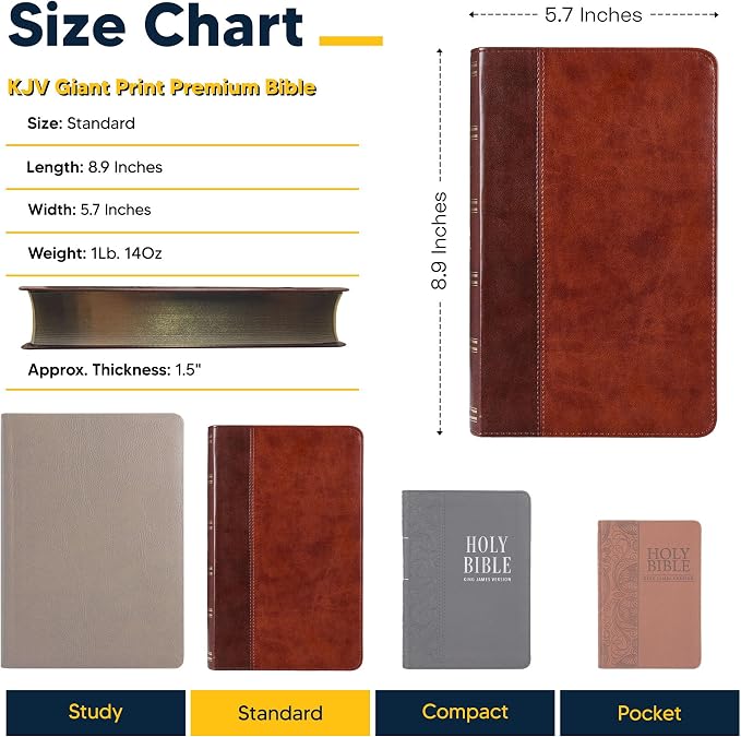 Personalized KJV Holy Bible Faux Leather Premium Holy Bible | Giant Print | Words of Christ in Red | Custom Name at The Lower Right Side | Gift for Christian & Religious Celebrations | Brown
