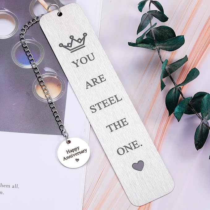 11 Year Anniversary Bookmark Gifts for Her Him Steel 11th Wedding Anniversary Romantic Couple Gift Steel Bookmark Gifts for Her Him Wife Husband Couple Women Men Book Lover Valentines Bookish Gift