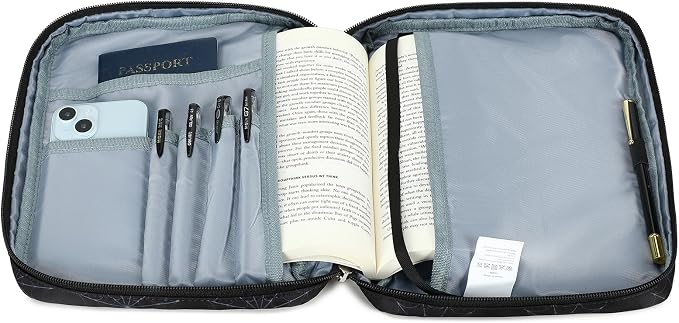 Octsky Bible Cover Carrying Book Case Church Bag Bible Protective with Handle and Zippered Pocket, Graffiti Red