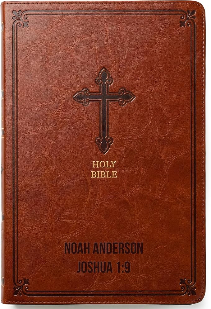 Printualist Personalized KJV Thinline Holy Bible with Name Engraved, Red Letter King James Version, Faux Leather Chestnut Cover, Custom Gift Bible for Christian Celebrations