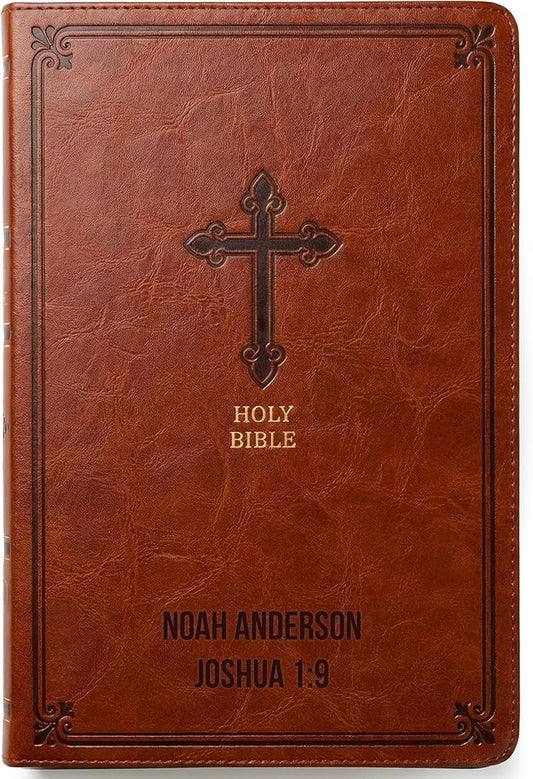 Printualist Personalized KJV Thinline Holy Bible with Name Engraved, Red Letter King James Version, Faux Leather Chestnut Cover, Custom Gift Bible for Christian Celebrations