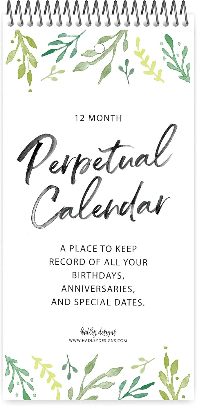 Hadley Designs Perpetual Birthday, Anniversary, Special Event Reminder Calendar Book Journal for Important Family Date Remembrance Wall Hanging, Mom Dutch Happy Bday Birthdate Gift Planner Organizer