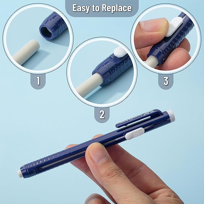 Mr. Pen- Retractable Mechanical Eraser Pens, 4 Pack, Vibrant Colors, Latex-Free Precision Pencil Erasers for Artists, Students, Drawing, Sketching & Drafting