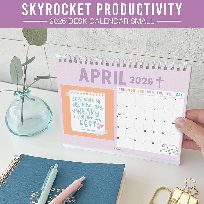 Small Desk Calendar 2026-18-Month 2026 Desk Calendar Small for Home, Office & Classroom, Standing Flip Desks Calendars 2026-2027, Teacher Appreciation Gifts, Graduation Gifts