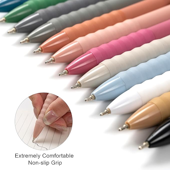 Aisibeiger Ballpoint Pens Black Ink Ball Point Pen with Super Soft Grip Medium Point 1.0mm Office Pens (Silver 12-count)