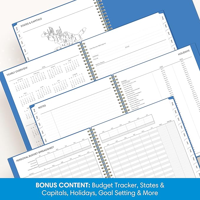 Blue Sky 17 Month 2026-2027 Weekly and Monthly Academic Year Planner Calendar, August 2026 - December 2027, 8.5" x 11", Flexible Cover, Wirebound, Laminated Tabs, Azure