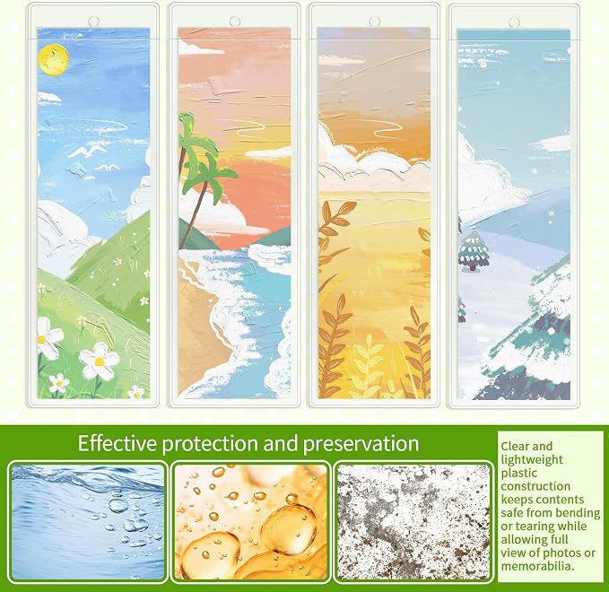 100 PCS Bookmark Sleeves Clear, Plastic Holder for Crafting and Picture Protection, 6.7 x 2.3 inches
