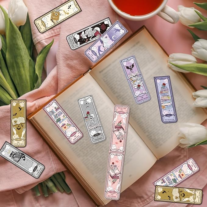 Wxiben Tarot Magnetic Bookmark for Women - 30 Pcs Fantasy Dragon Skull Bookmark Dark Romance Book Mark Magnets Page Clip Gifts for Bookish Book Lovers Students Teacher Reading Party Favor