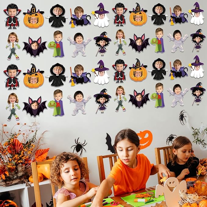 gisgfim 80Pcs Halloween Cutouts Boo Ghost Decorations Bulletin Board Halloween Pumpkin Paper Cut-Outs Classroom Decor for Boy Girl DIY Craft Photo Wall Kindergarten Preschool Party Favor Supply