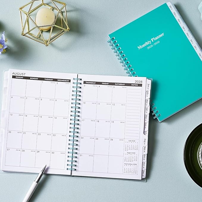 2026-2030 Monthly Planner/Calendar - January 2026 - December 2030, 5 Year Planner with Tabs, 6.4" x 8.5", 60 Monthly Calendar, Two-Side Pocket, 9 Notes Pages, Suitable for Long-Term Planning - Green