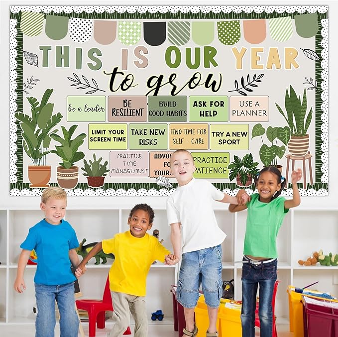gisgfim This is Your Year Bulletin Board Decorations Greenery Plant Paper Cutouts Eucalyptus Inspirational Bulletin Board Set for Welcome Back to School Nursery Chalkboard Door Wall Decor Supplies