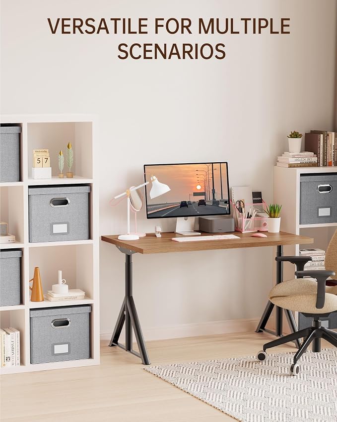 2 Pack File Storage Organizer, Filing Box, Portable File Box with Lid, Fit for Letter/Legal File Folder Storage, Document Organizer, Gray-White