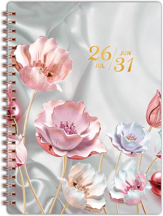 2026-2031 Monthly Planner - 5 Year Planner/Calendar, 5 Year Planner 2026-2031, Spiral Bound, Jul. 2026 - Jun. 2031, 6.4" x 8.5" Planners with Tabs, 60 Month Calendar, Two-Side Pocket - Pink Flower