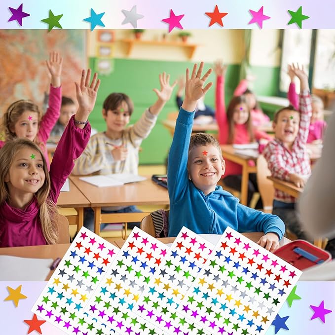 Star Metallic Stickers, 2520 PCS, 0.6" Foil Stars for Kids Reward & Behavior Chart, School & Classroom Supplies, DIY