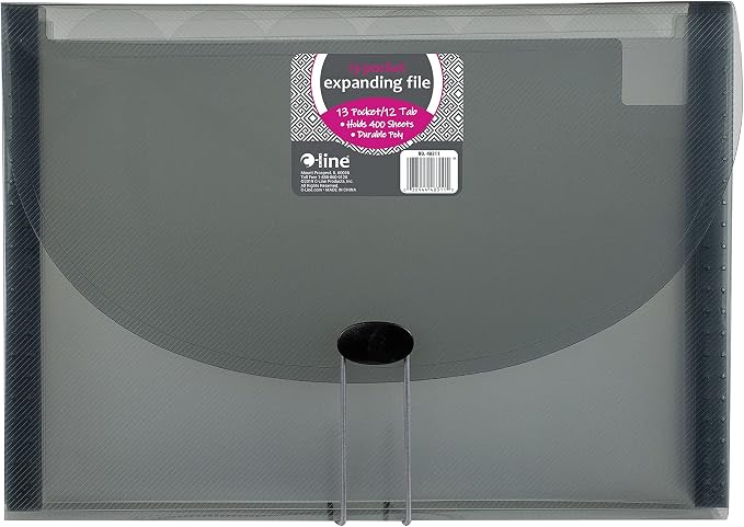 C-Line 13-Pocket Expanding File, Letter Size, 1 Expanding File, Smoke (48311)