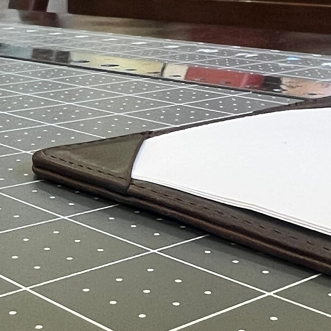 XXL Leather Jotter, 5x8 Inch Card Holder, Full Grain Leather Padfolio and Notepad, Handcrafted Brown Full Aniline Calfskin