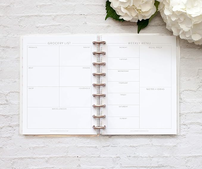 BetterNote Meal Plan Refill Pages for Discbound Planners, Fits Levenger Circa, TUL, Happy Planner, Staples ARC, Menu, Grocery List (6 months, 9-Disc, 7"x9.25")