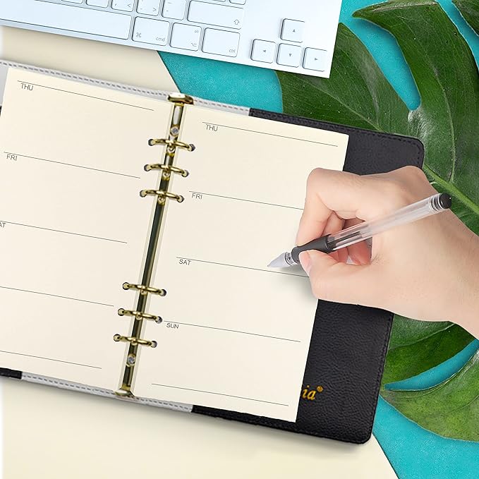 Spiral Notebook Refill Weekly Planner Refill,Undated 6 Hole Insert Paper,for Filofax,100gsm Quality, 45sheets/90pages-Harphia (A6 3.74 x 6.77'',Weekly)