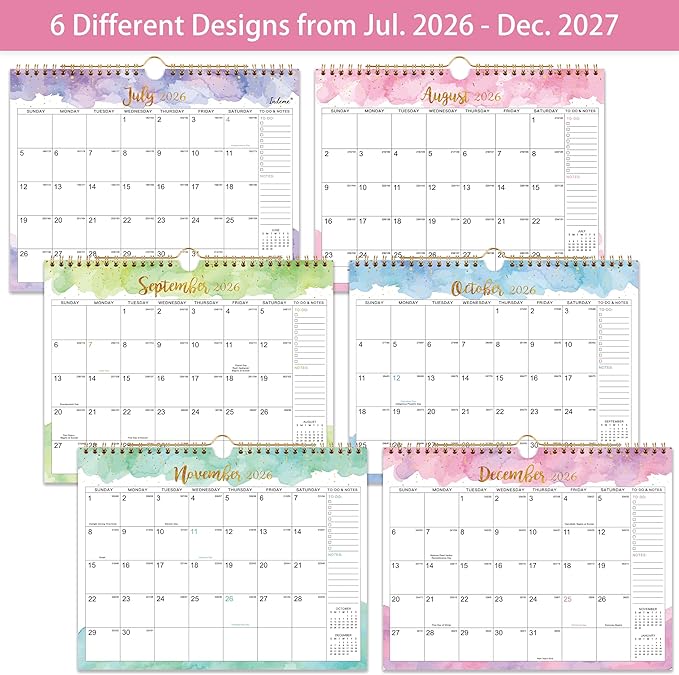 2026-2027 Calendar - 2026-2027 Wall Calendar, July 2026 - December 2027, 11" × 8.5", Spiral Twin-Wire Binding, Daily Blocks with Julian Dates, Perfect for Planning and Organizing Your Life