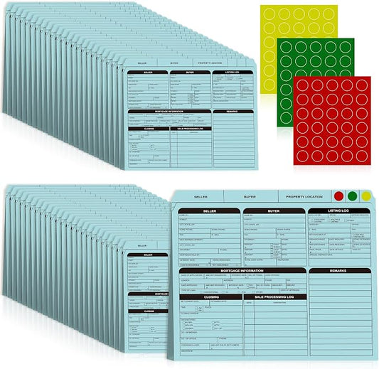 50 Pcs Blue Real Estate Listing Folder Letter Size Real Estate Transaction File Folders with Color-Coded Dots Right Panel List Estate Planning Document Folder Realtor Supplies for Organizing