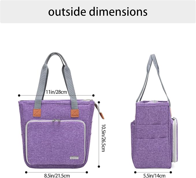 LUXJA Bible Bag with Multiple Pockets for Bible Study Items, Bible Case Tote for Women, Purple