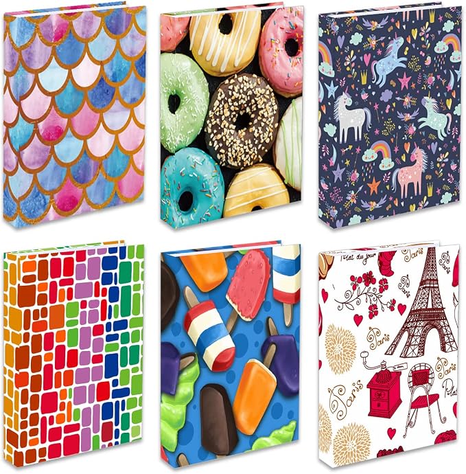 6 Pack Stretchable Book Covers, Jumbo Book Sleeves for Textbook Hardcover Books up to 9 x 11 Inches, Reusable, Washable and Protective Textbook Covers for School Kids Boys Girls