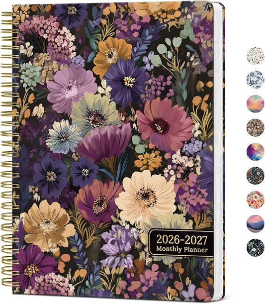 Monthly Planner 2026-2027, Aesthetic 2 Year Months Planner Calendar, 24-Months from January 2026 - December 2027, 26-27 Monthly Calendar Planner, Perfect for School Office Home, 7" x 10" - Midnight Bloom