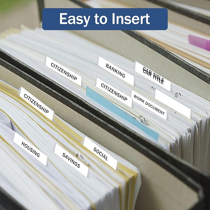 Hanging File Folder Tabs, 30 Set Transparent File Folder Tabs with Inserts for Hanging Folders, Clear Plastic File Folder Labels Tabs for Quick Identification (30)