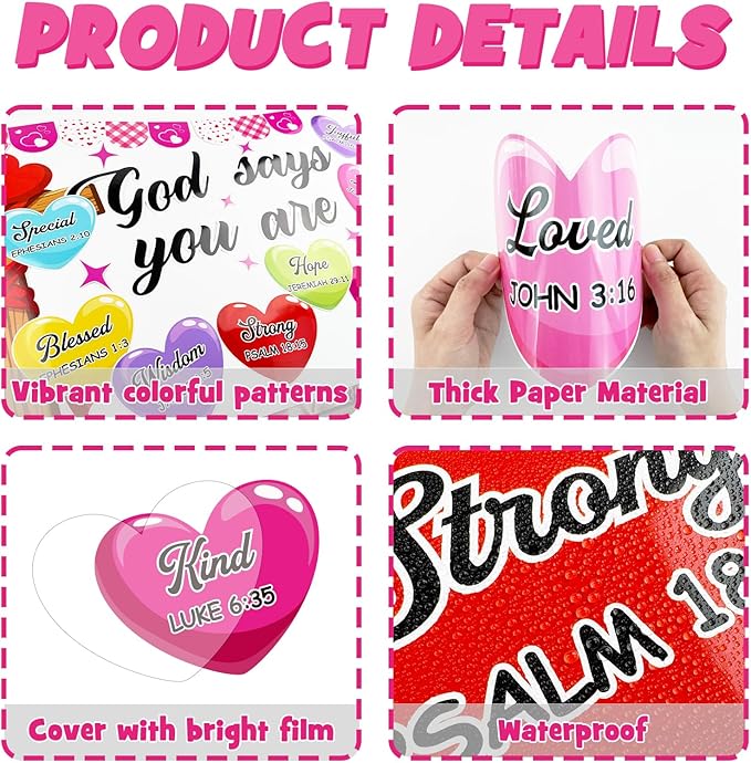 Valentine's Day Religious Bulletin Board Decoration Set, Valentines Day Christian Inspirational Classroom Decorations Love Hearts Cross Cutouts Church Library School Home Wall Door Decor for Teacher