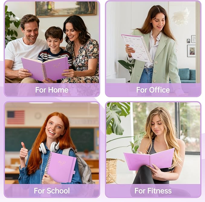 EMSHOI Academic Planner 2026-2027, Large A4 8.5x11, Weekly and Monthly Calendar (July 2026-June 2027), School Student Teacher Agenda Book, 100GSM Thick Paper, PVC Cover, Colorful Tabs, Purple