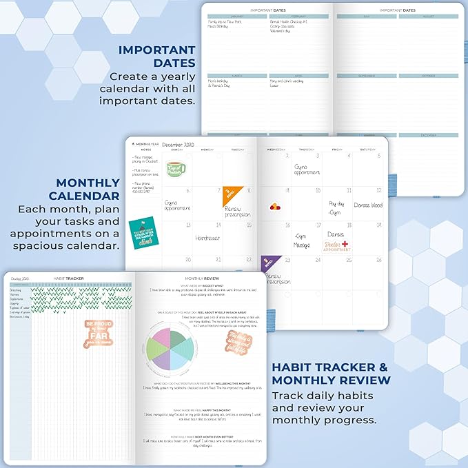 Clever Fox Medical Planner Daily – Health Diary Notebook, Wellness Journal & Self-Care Logbook, Lasts 3 Months, 7x10.5″ (Light Blue)