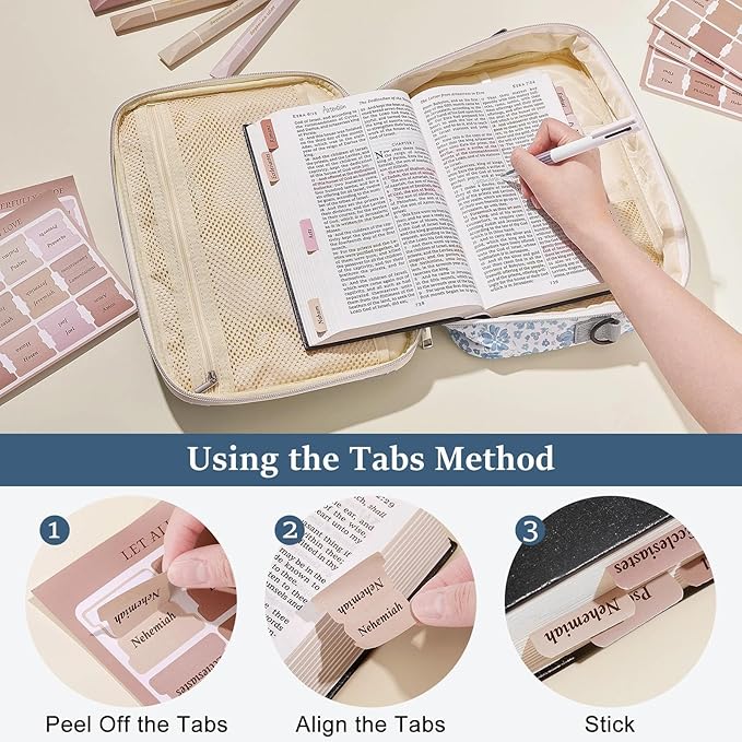 Play Tailor Bible Cover Case for Women Large Bible Bag Carrying Case Study Supplies Accessories with Tabs, Highlighters and Adjustable Shoulder Belt for Girls, Blue